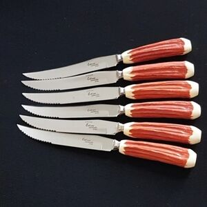 MCM Cutron Canada Steak Knife Set: Faux Antler Handles